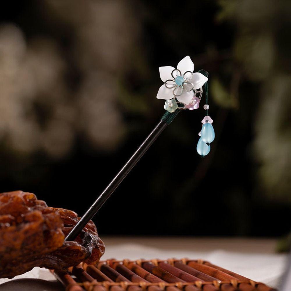 Hanfu Imitation  Flower Hair Sticks Hair Accessories Chinese Style Hairpin Wooden Hair Fork