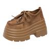 Fashion Designer New Autumn Women Leather Sneakers Pumps 10CM High Platform Lace-up Casual Shoes Thick Sole Walking Shoes Zapatos Mujer