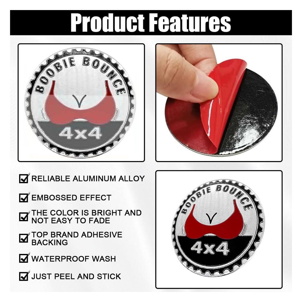 Booble Bounce Badge Rated Car Emblem, 4 X 4 3D Metal Car Badge Decal