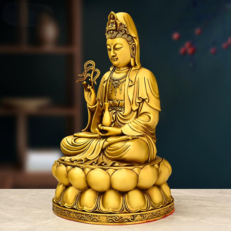Латунные украшения Гуаньинь Бодхисаттвы в китайском стиле, домашний декор, фойе, гостиная, зал предков, статуя Будды для поклонения