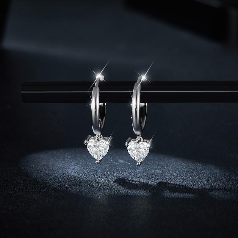 WUIHA 925 Sterling Silver D Color Heart Cut Real GRA Moissanite Diamonds Wedding Engagement Drop Dangle Earrings Fine Jewelry