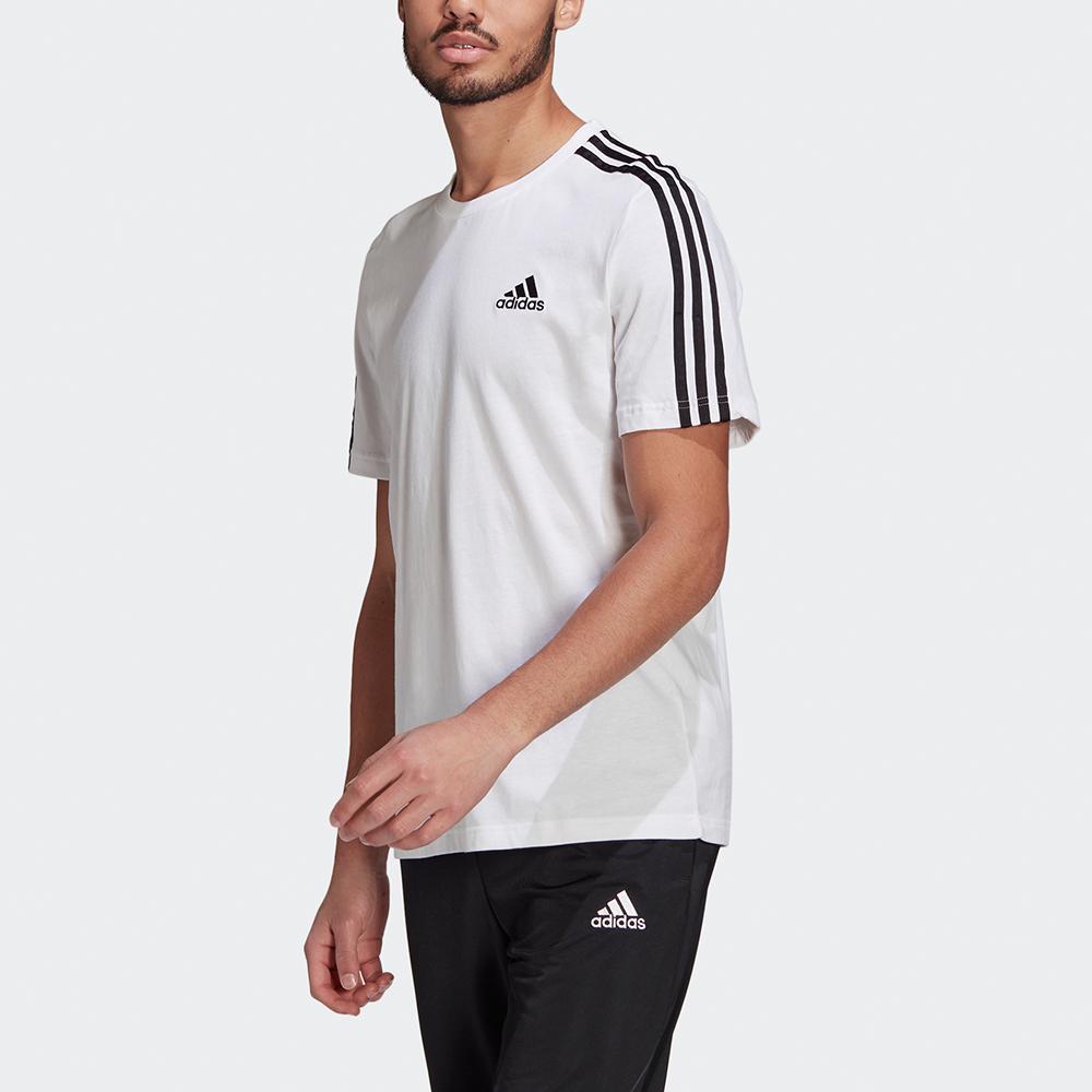 adidas Футболка Essentials с тремя полосками, белая/черная, мужская, уличная GL3733