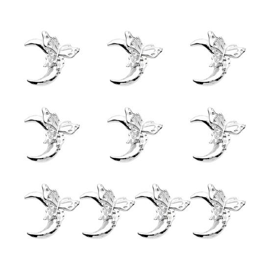 10 шт., стразы для дизайна ногтей, украшение 3D, сердце, луна, крест, летучая мышь, искусственный кристалл на металлических подвесках, креативные ювелирные украшения, аксессуары для чехла для телефона