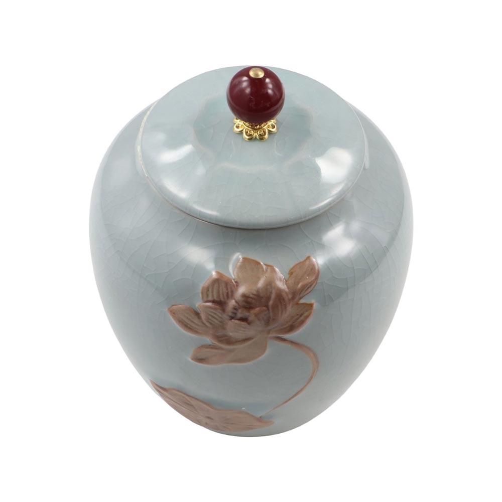 Ceramic Tea Jar Chinese Food Storage Container Easy To Clean Sealed Pot Kitchen Canisters