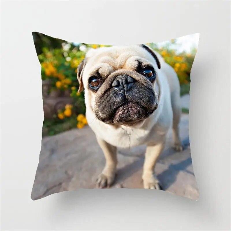 Чехол для подушки с изображением французского бульдога, мопса, пастушьей наволочки, дивана, автомобиля, декоративный