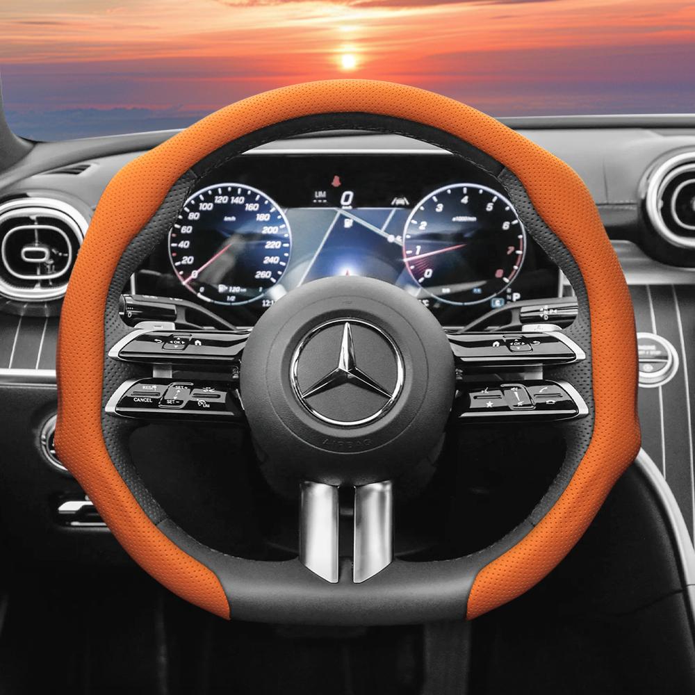 Подходит для Mercedes-Benz, Чехол на руль из перфорированной кожи, Нескользящий, Впитывающий пот, Дышащий, Интегрированный защитный чехол V g S a E C Cla