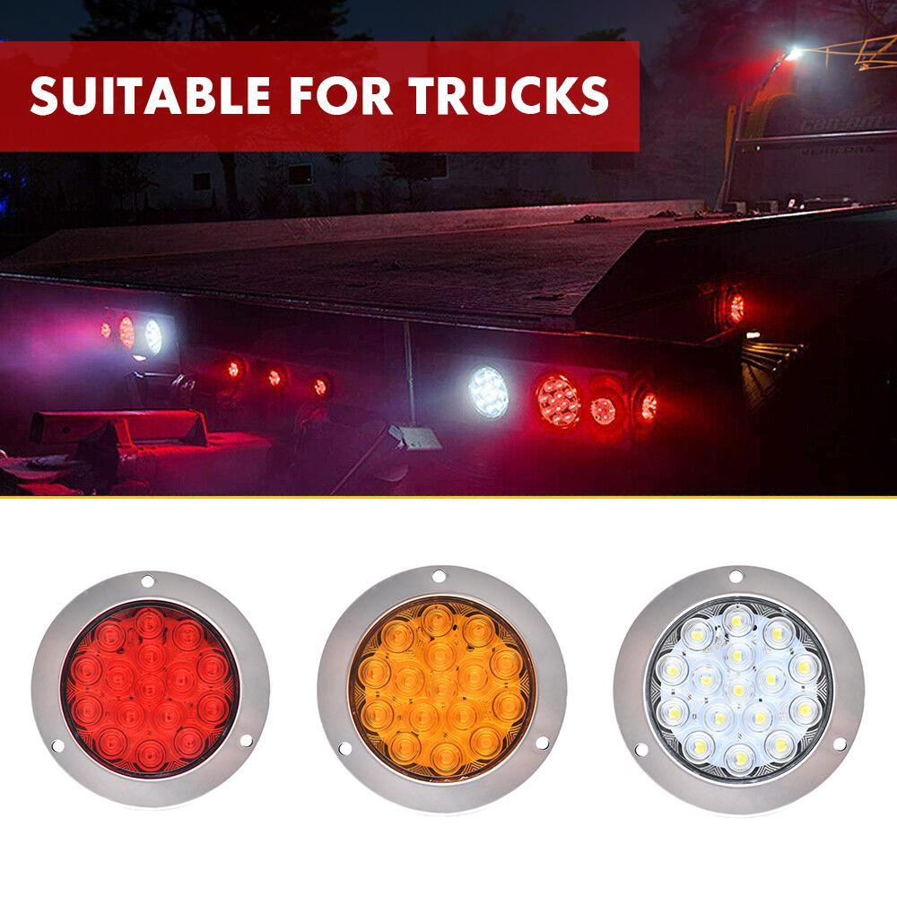 4 inch 16 LED Round Red LED Tail Lights Amber Turn Signal Lamp Car Stop Brake Turn Tail Light for Jeep Truck Pickup 4x4 12V 24V