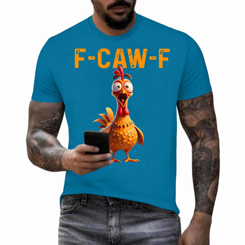 Смешная футболка с петухом, кукарекающим F-Caw-F, и каламбуром