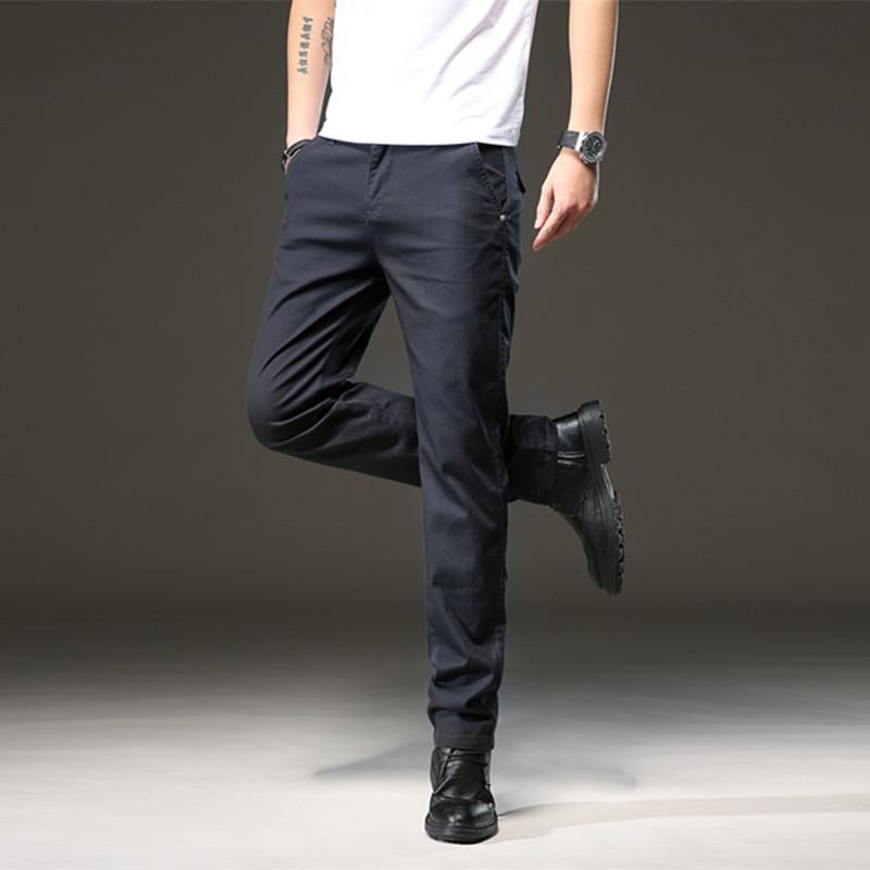 Весенние мужские повседневные брюки Обычные эластичные брюки Свободные прямые мужские брюки Зимние деловые повседневные брюки