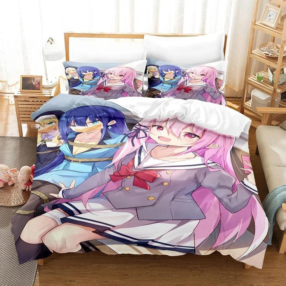 Комплект простыней с 3D-принтом и рисунком аниме Engage Kiss, комплект постельного белья Single Twin Full Queen King Size, комплект постельного белья для взрослых и детей, пододеяльники для спальни