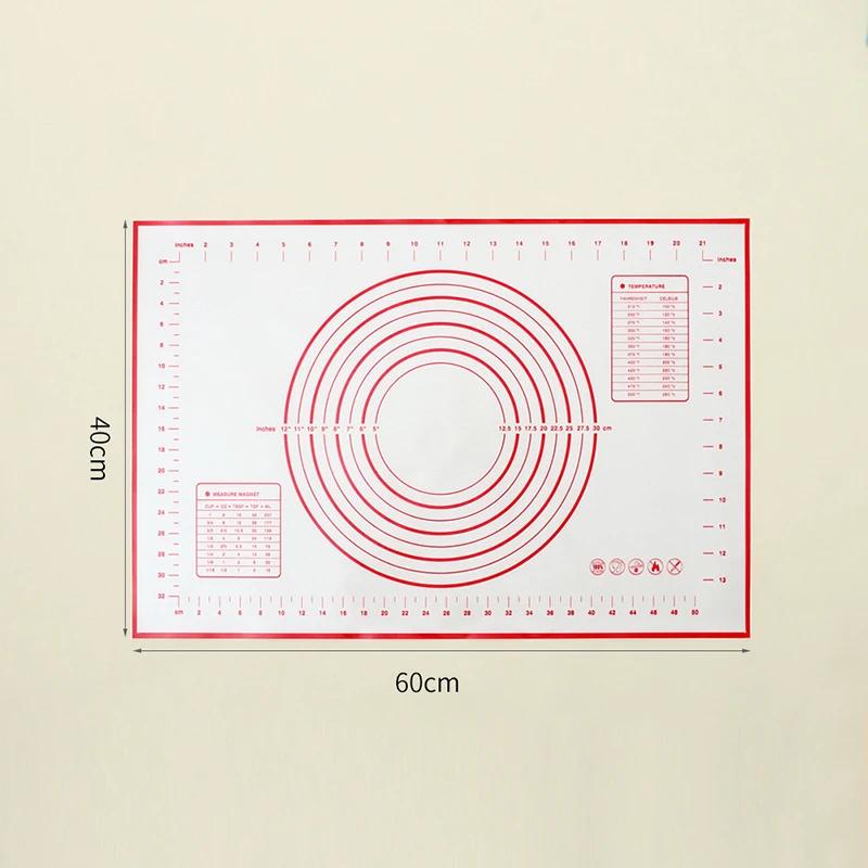 60/40 см силиконовый коврик для выпечки противень коврик для замешивания теста на кухне раскатывание теста пицца большой держатель для теста с антипригарным покрытием
