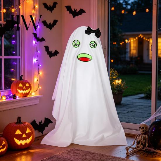 Halloween Ghost Decorations Decoration, Spooky Outdoor Standing with Glow in Night Glowing Porch Decor The Dark Expressions for Yard Lawn