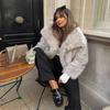Зимняя экологичная меховая куртка с большим лацканом, женский топ большого размера из искусственного меха, модная и свободная