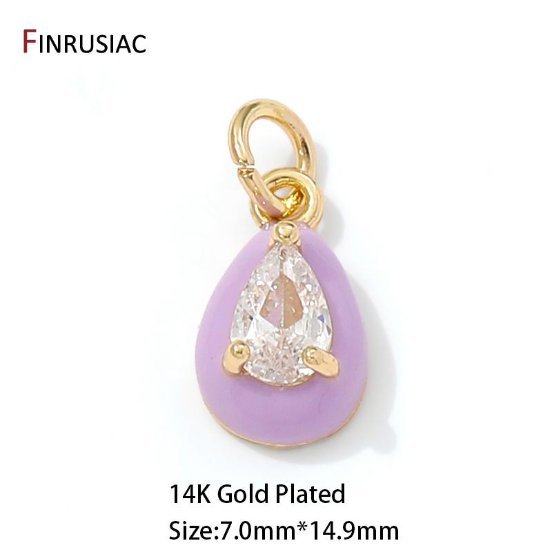 Позолоченная латунь 14K, разноцветная эмаль, цирконы, подвески-капли, подвески для украшений, аксессуары для изготовления ожерелий и браслетов своими руками