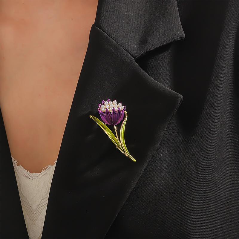 Винтажная темпераментная брошь-тюльпан для женщин и девочек, элегантная брошь-цветок, роскошный корсаж, аксессуары для одежды, подарки