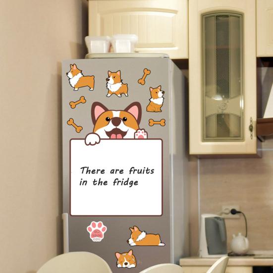Магнитная доска для сообщений на холодильник с 8 маркерами, мультяшная собака