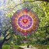 Metal Wind Chime with Colorful Mandala Pattern Rotatable Hanging Garden Decor No Batteries Needed Easy To Install 360 Degree Hook