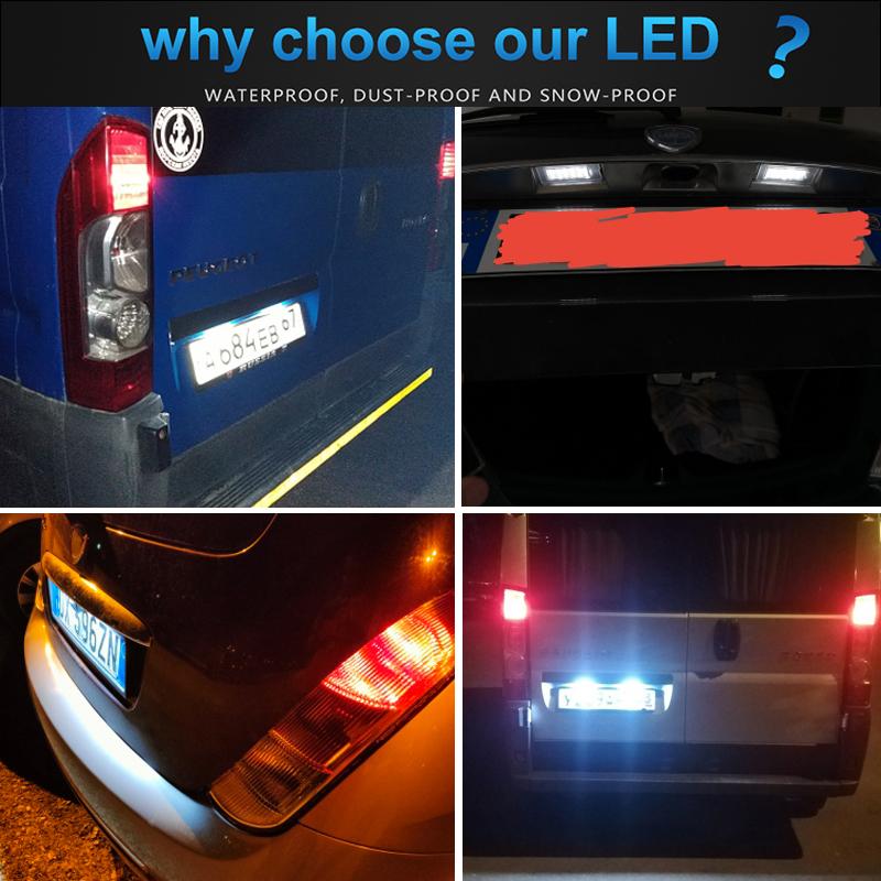 2Pcs Error Free 18smd White LED License Plate Lights Number Lamps For Fiat Ducato Bus Box Lancia Ypsilon Musa Car Accessories