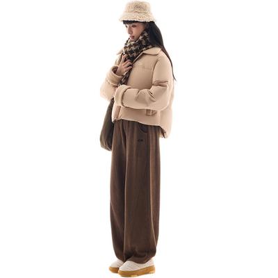 Цветная серия однотонный воротник-молния удобный дышащий универсальный повседневный пуховик женская верхняя одежда молочно-абрикосовый 962448904-2