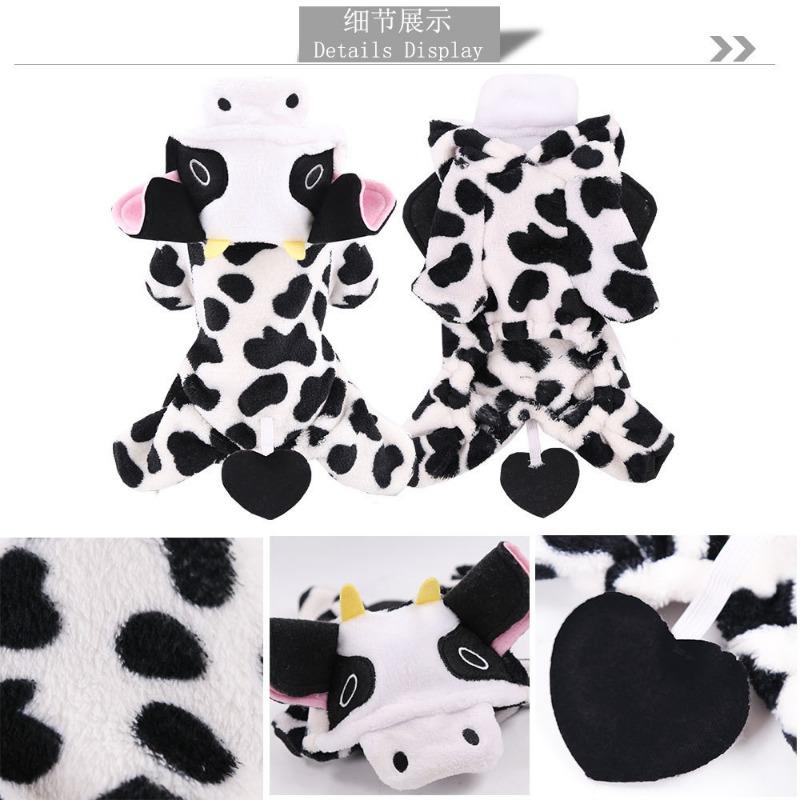 Autumn and Winter Dog Coral Fleece Cat Clothes, Pet Clothes, Cow Cat Transformed Into Cartoon Medium-sized Dog Supplies
