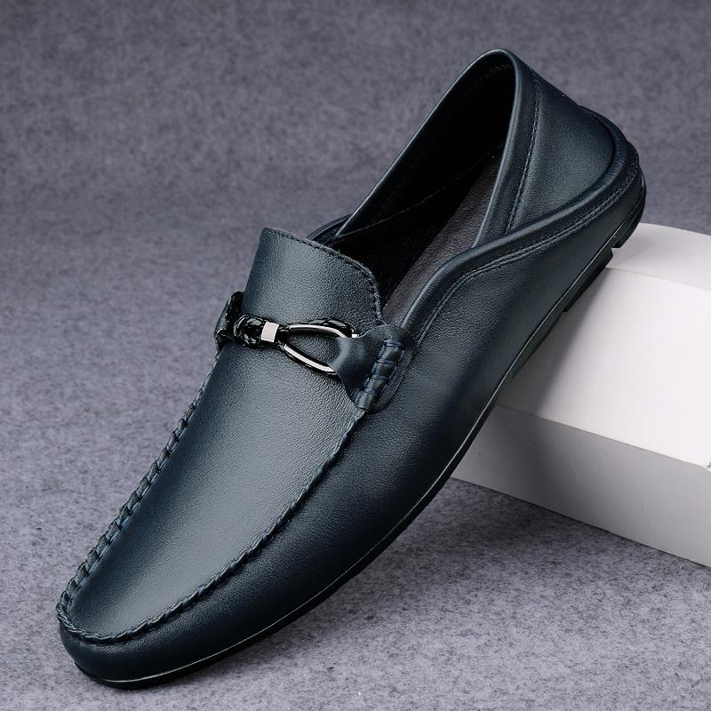 Fashion Mens Shoes Casual Loafers Men Genuine Leather Luxury Brand Mens Slip On Flats Fashion Breathable Driving Shoes High-end Quality