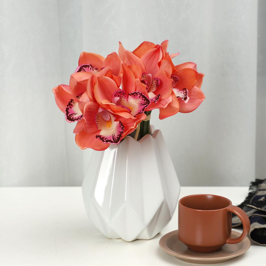 Moisturizing Cymbidium Bundle Home Interior Decoration Ornament Fake Flower Bonsai Feel Phalaenopsis