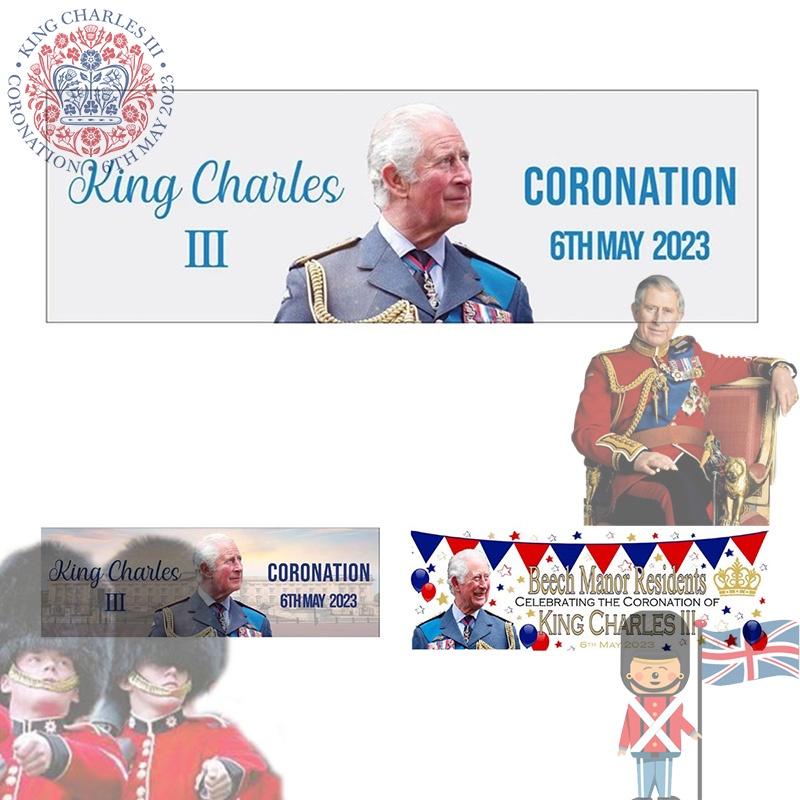 King Charles Iii Coronation Flag Premium Polyester Fabric 50x150cm
