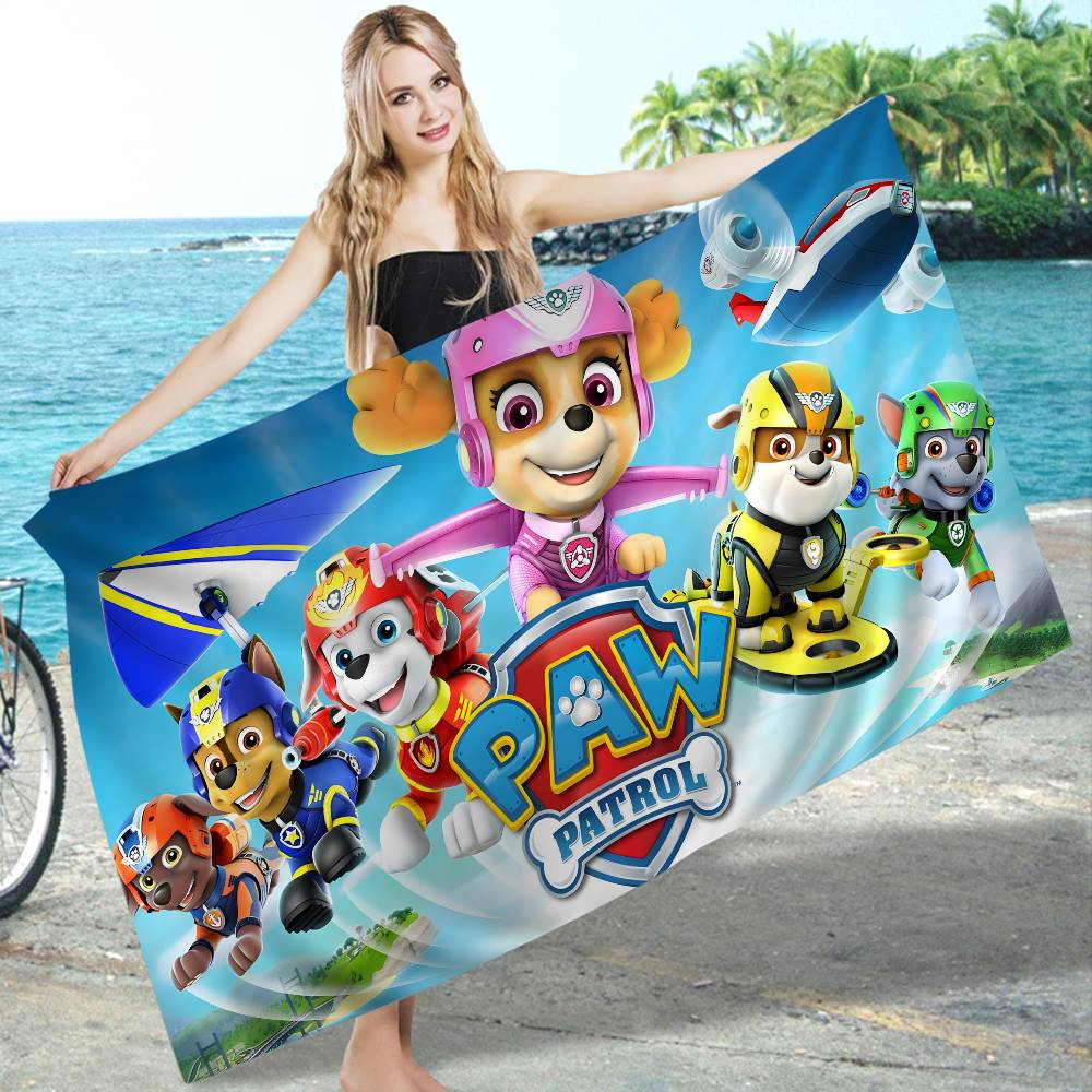 Cartoon P-Patrol Cute Dog Microfiber Blanket Quick Drying Beach Towels Oversized Printing Super Absorbent Pool Towel Blanket