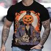 Terror Pumpkin Face Print Men's T Shirt Halloween T-Shirts Festival O-Neck Tops Oversized Short Sleeve Tee Shirt Men Clothing