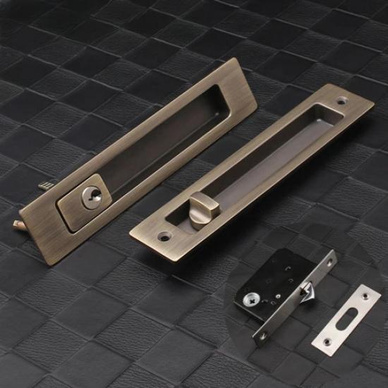 Sliding Door Sliding Door Lock Safety Lock Barn Door Cabinet Embedded Hardware Suit Wood Door Handle Interior Door Furniturelock