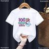 Счастливые 100 Дней Школы Принт Девочки Футболка Мода Харадзюку Каваи Детская Одежда 2025 Лето Повседневная Футболка Белый Топы
