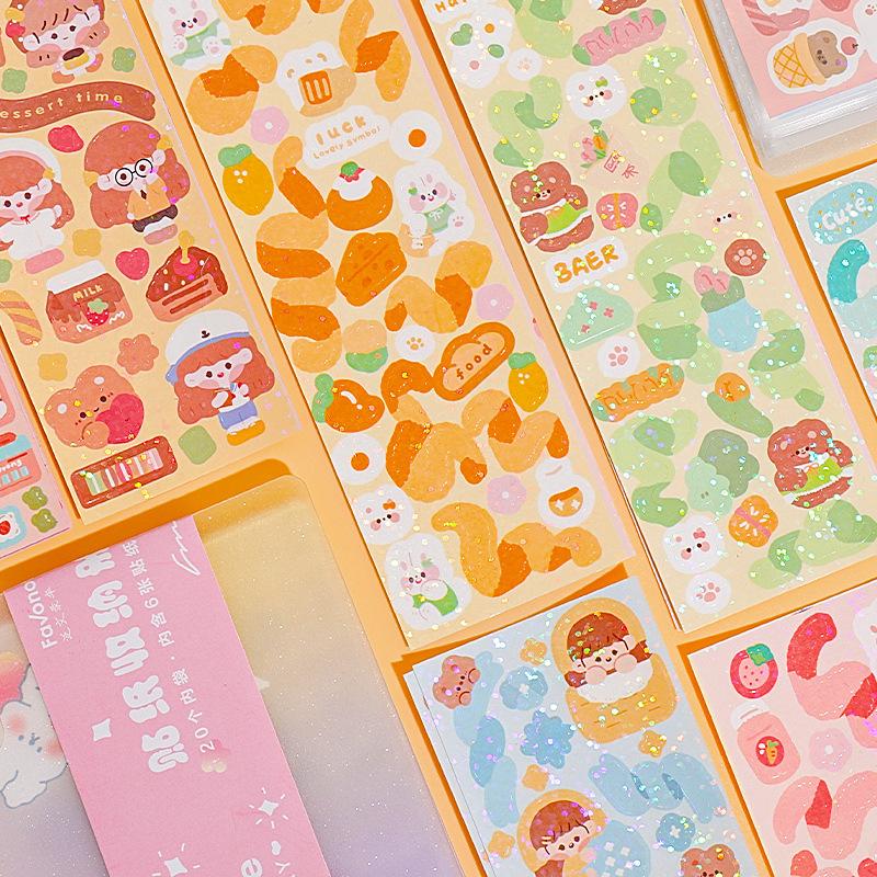 100Pcs Handbook Stickers Cartoon Collage Laser Sticker DIY Decorative Scrapbooking Journals Stationery School Supplies