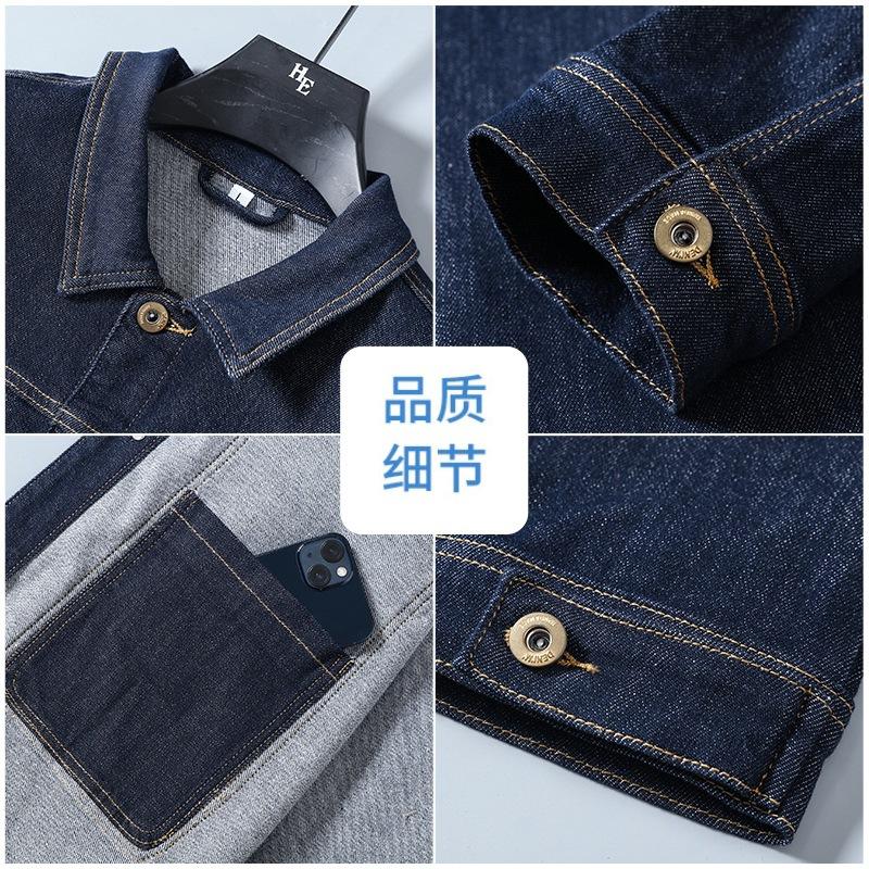 2024 Осень и зима Новая высококачественная мужская куртка больших размеров с защитой от выцветания из денима с эластичными лацканами