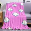 Pink Cartoon Cloud Cartoon Anime Print Flannel Blanket Soft Warm Throw for Kids Bedroom Sofa Bed Christmas Office Car