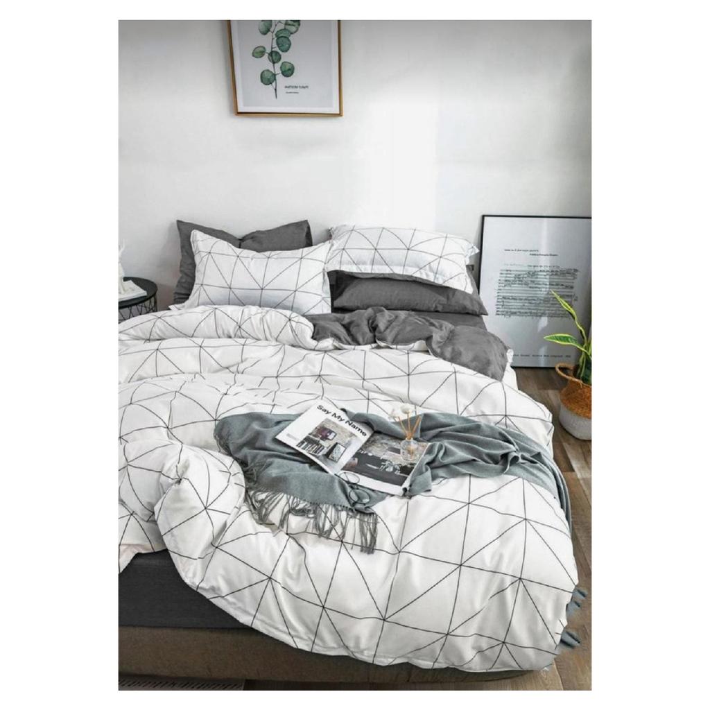 Double Sided Double Duvet Cover Set With Fitted Sheets