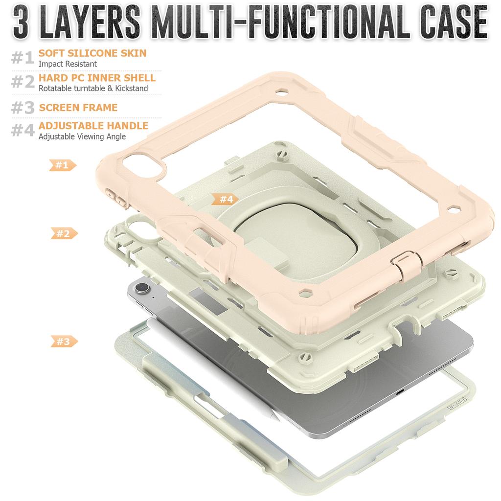 Для iPad Эйр 11 (2025)/(2024) Чехол-ручка с подставкой и слотом для ручки ПК + силиконовый чехол для планшета с ремешком