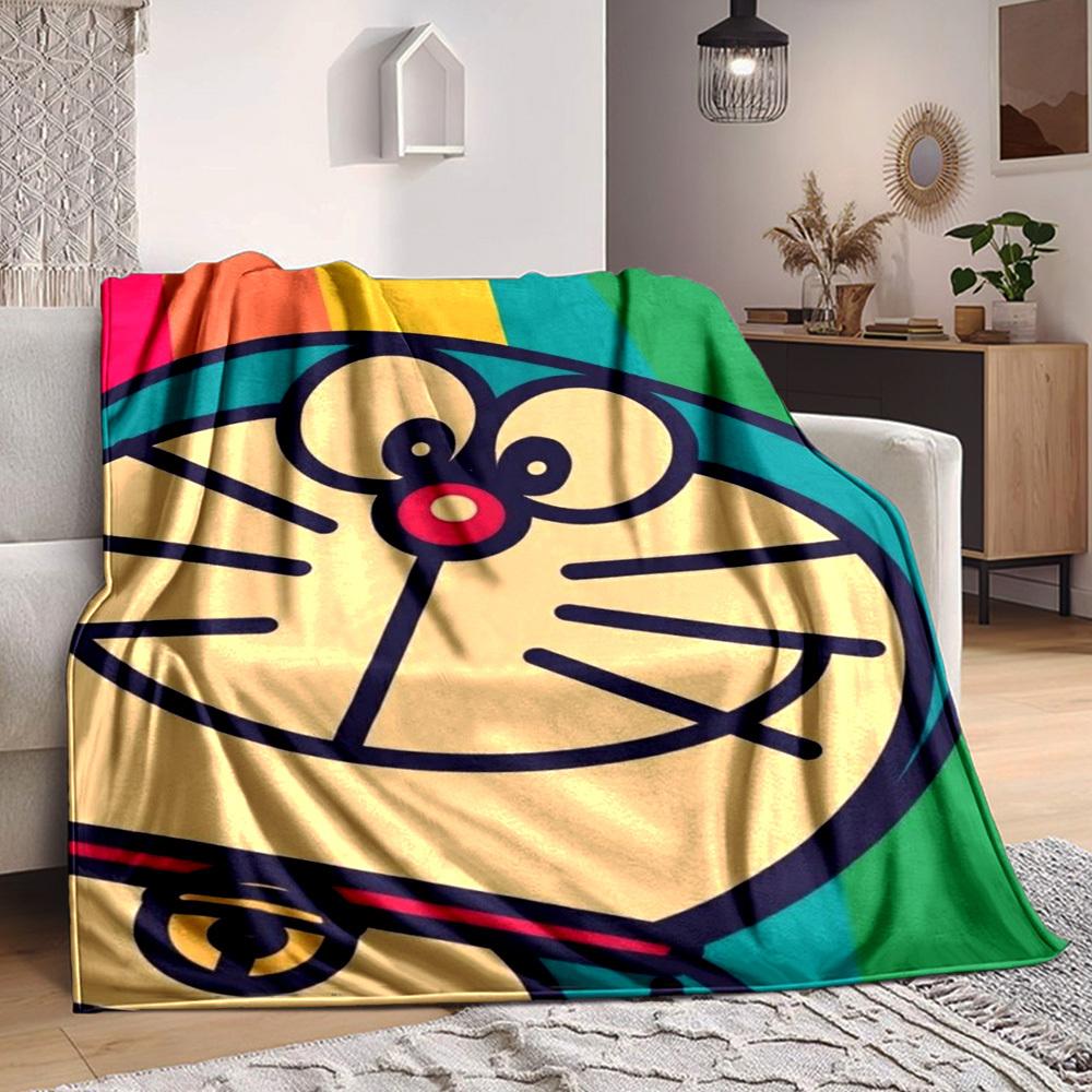 1PC Doraemon Blanket Lightweight Flannel Throw Blanket for Sofa, Bed, Travel, Camping, Livingroom, Office, Couch