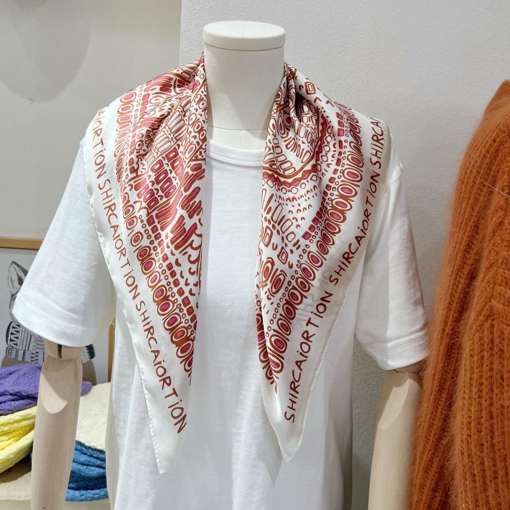 Small Square Scarf Letter Printed Silk Scarf Women's High Definition Thin Hair Tie Bags Tie Bags Commuting Career Accessories Neckerchiefs