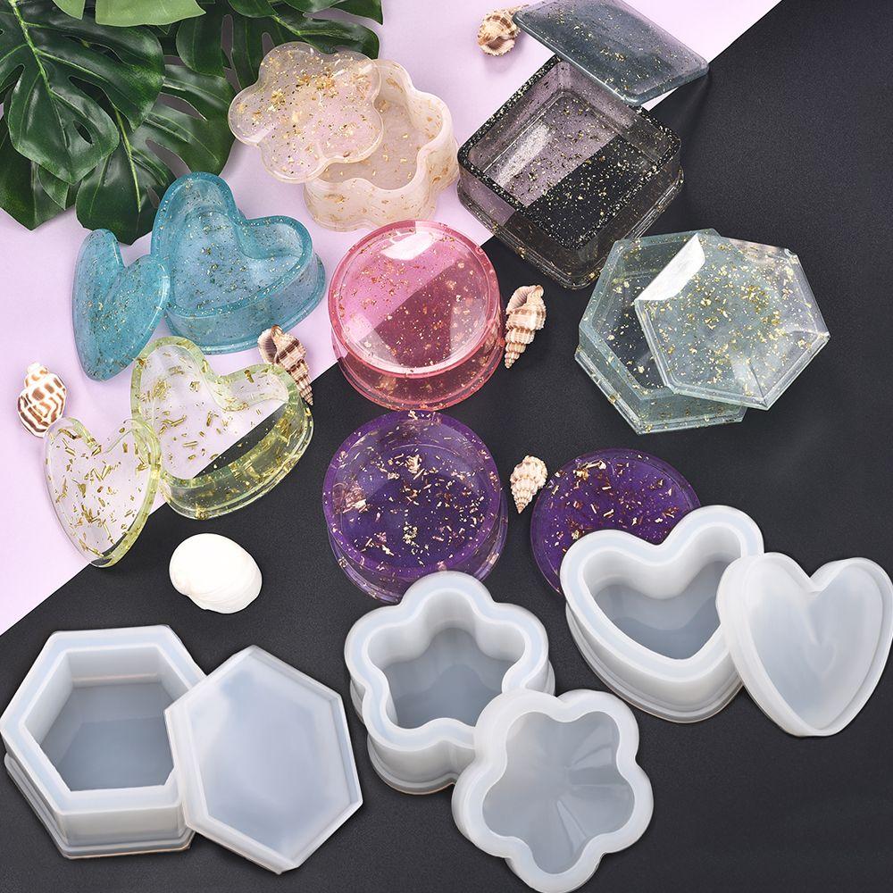 Flower Shaped Hand Made Tools Crystal Glue Silicone Casting Mould Storage Box Molds Epoxy Resin