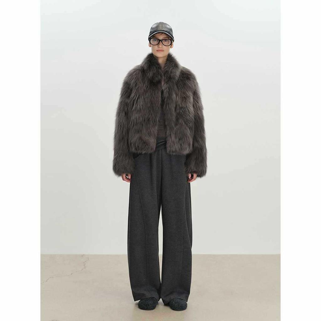 Winter new high-end fashion casual imitation silver fox fur integrated stand-up collar environmentally friendly fur short jacket winter