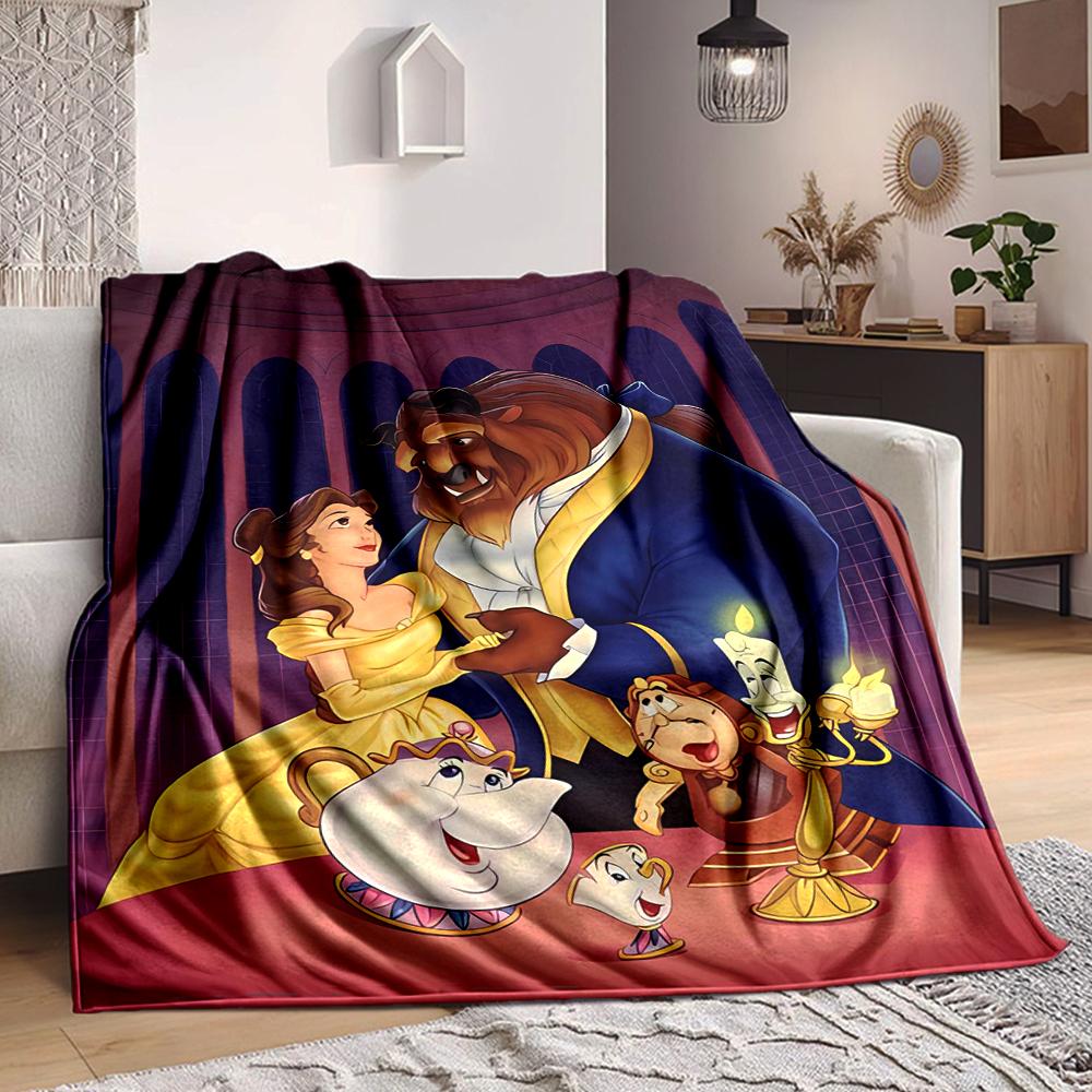 1Pc Beauty Beast Blanket Soft And Comfortable Casual Warm Camping Travel Christmas Halloween Xmas Gift M924289