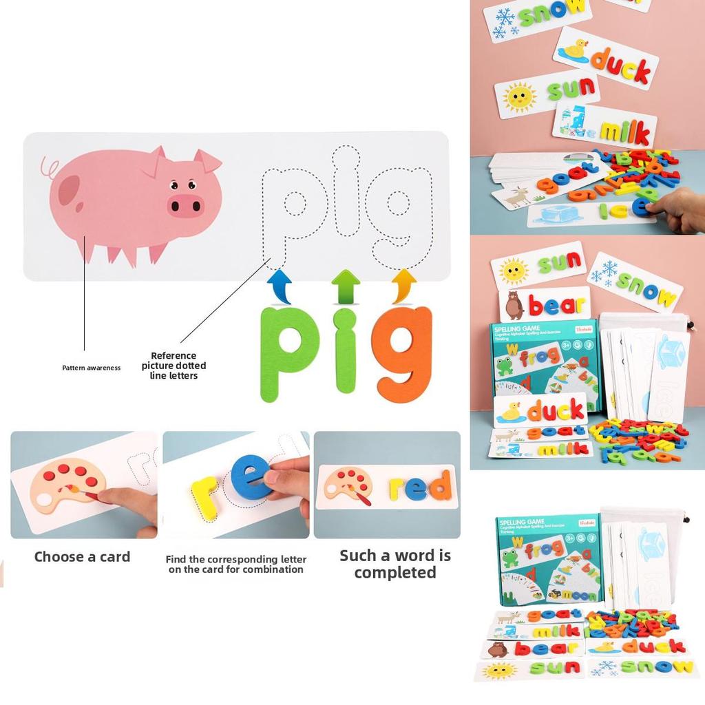 Деревянный пазл с алфавитом для детей, развивающая игрушка с составлением слов для дошкольного обучения