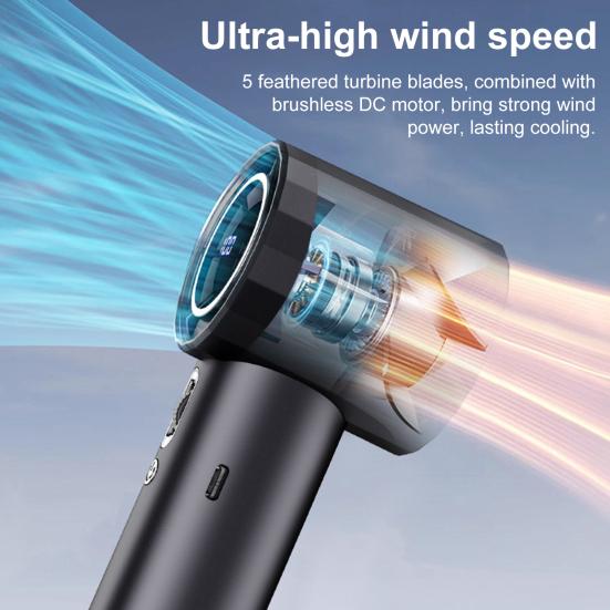 Handheld Cooling Fan 100-Speed Adjustable LCD Display USB Rechargeable Cooler Fan Summer Portable