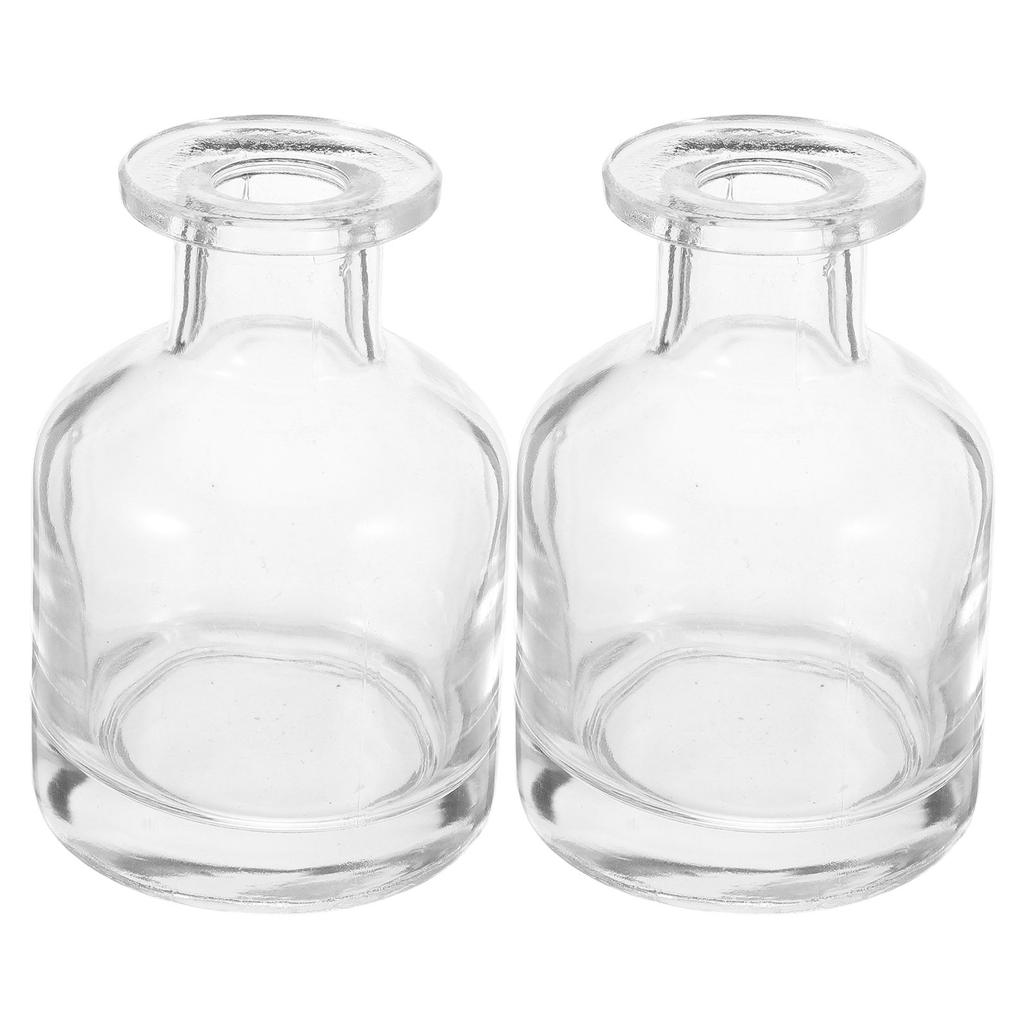 2Pcs Glass Diffuser Bottles for Reed Diffusers Elegant Cylindrical Design Empty Refillable Aromatherapy Jars Small Mouth