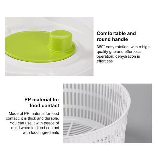 Центрифуга для обжарки салата, овощей, фруктов, миска для мытья салата, большая емкость, без BPA, двухслойная, съемная, ручная центрифуга для обжарки салата