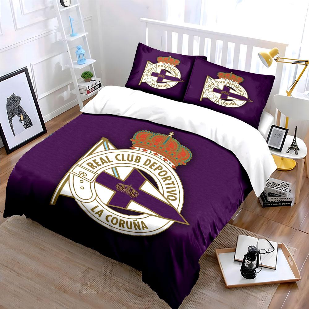 Purple Deportivo La Coruña Set Bedding Duvet Cover Set Duvet Cover Pillowcases (1 * Duvet Cover 2 * Pillowcases, without duvet insert)