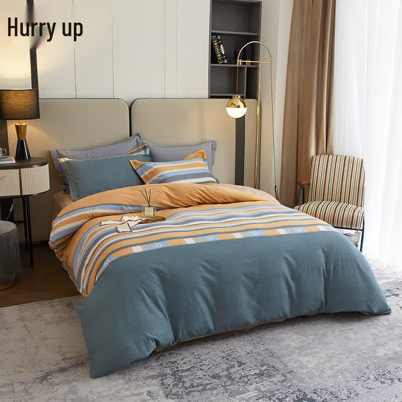 Yiyiai 100% Cotton Brushed Striped Bedding Set