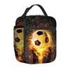 Kids Insulated Lunch Bag With Full-Print Football Design Portable Cooler School Daycare Outdoor Activities