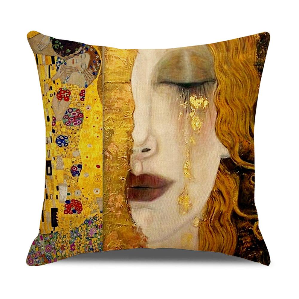 Linen Pillowcase Nordic Retro Van Gogh Oil Painting Watercolor Print Pillowcase New Home