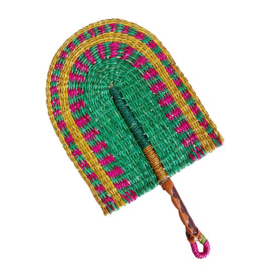 Handmade Straw Weaving Fan Natural Sea Grass Raffia Fan with Long